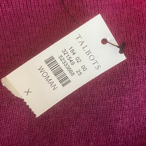 NWT Talbots Merino Wool Cardigan Fuschia Pink Scallop Open Long Barbiecore  -X - Picture 11 of 13